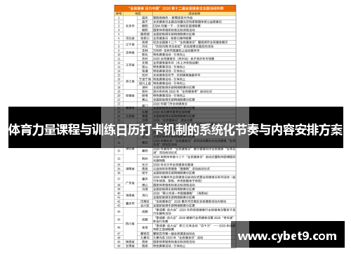 体育力量课程与训练日历打卡机制的系统化节奏与内容安排方案